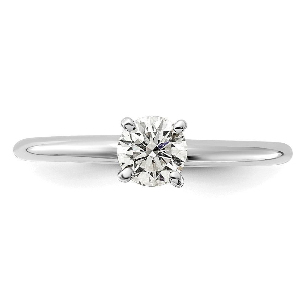 14k White Gold 1/2 carat Lab Grown Diamond VS/SI+ G+ Round Complete Solitaire Engagement Ring
