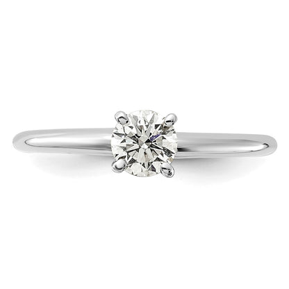 14k White Gold 1/2 carat Lab Grown Diamond VS/SI+ G+ Round Complete Solitaire Engagement Ring