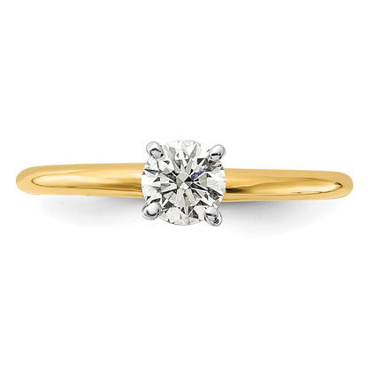 14k Two-Tone 1/2 carat Certified Lab Grown Diamond VS/SI+ G+ Round Complete Solitaire Engagement Ring