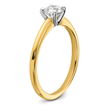14k Two-Tone 1/2 carat Certified Lab Grown Diamond VS/SI+ G+ Round Complete Solitaire Engagement Ring