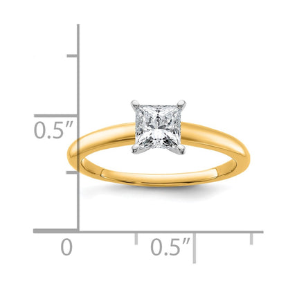 14k Two-tone 3/4 carat Lab Grown Diamond VS/SI+ G+ Princess Complete Solitaire Engagement Ring