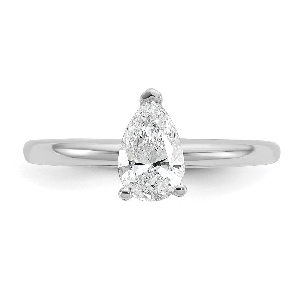 14k White Gold 3/4 carat Certified Lab Grown Diamond VS+ F+ Pear Solitaire Complete Engagement Ring