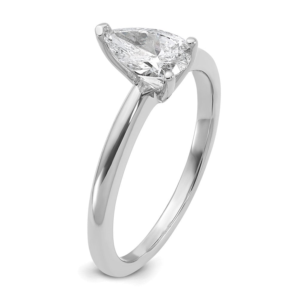 14k White Gold 3/4 carat Certified Lab Grown Diamond VS+ F+ Pear Solitaire Complete Engagement Ring