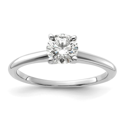 14k White Gold 3/4 carat Lab Grown Diamond VS/SI+ G+ Round Complete Solitaire Engagement Ring