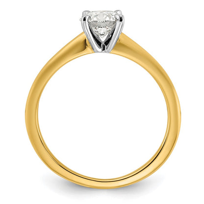 14k Two-Tone 3/4 carat Certified Lab Grown Diamond VS/SI+ G+ Round Complete Solitaire Engagement Ring