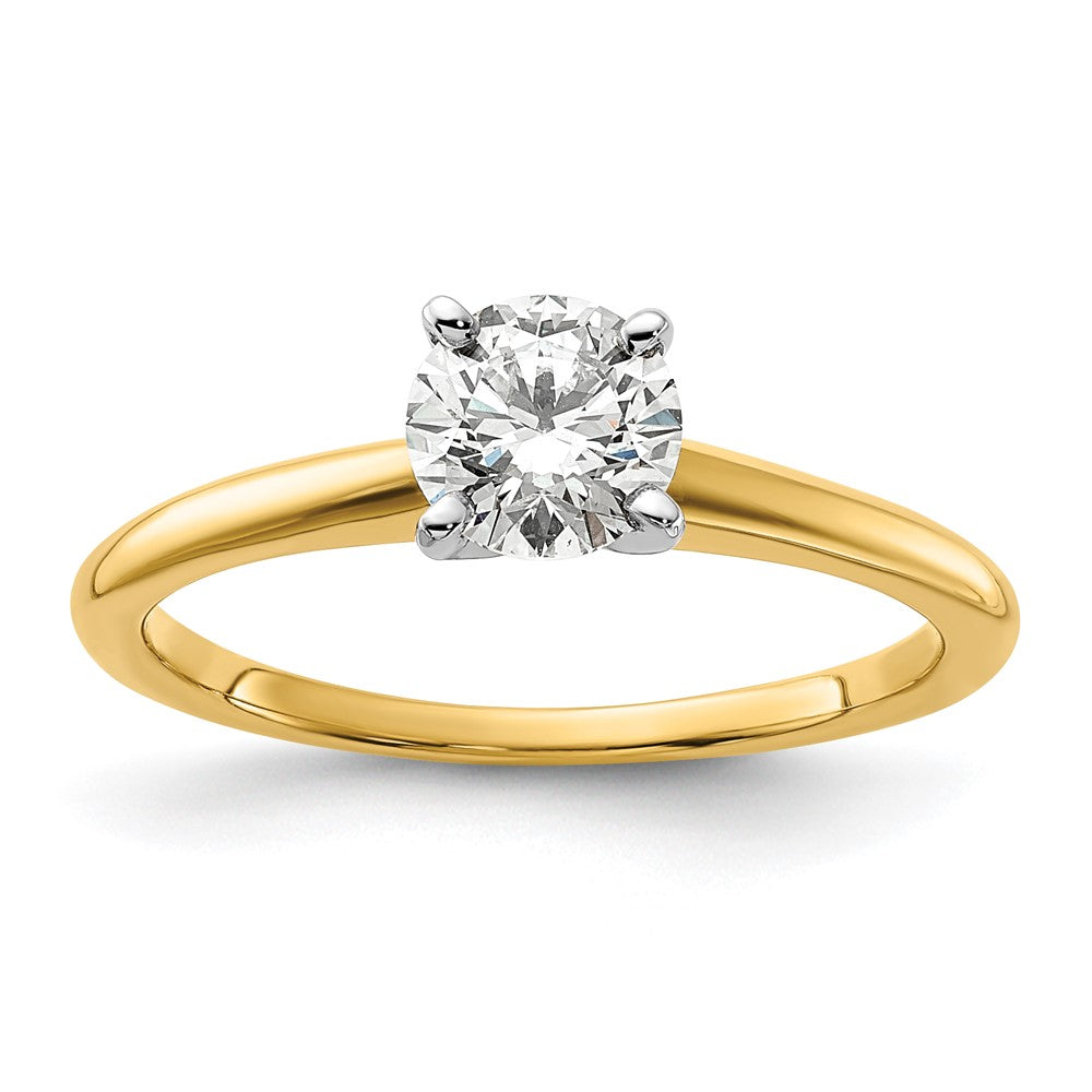 14k Two-Tone 3/4 carat Certified Lab Grown Diamond VS/SI+ G+ Round Complete Solitaire Engagement Ring