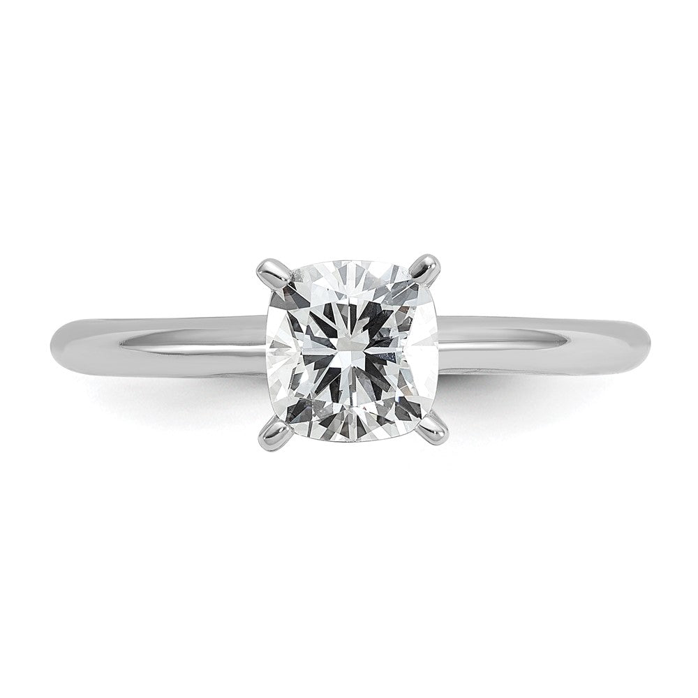 14k White Gold 1 carat Lab Grown Diamond VS+ F+ Cushion Complete Solitaire Engagement Ring