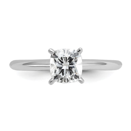 14k White Gold 1 carat Lab Grown Diamond VS+ F+ Cushion Complete Solitaire Engagement Ring