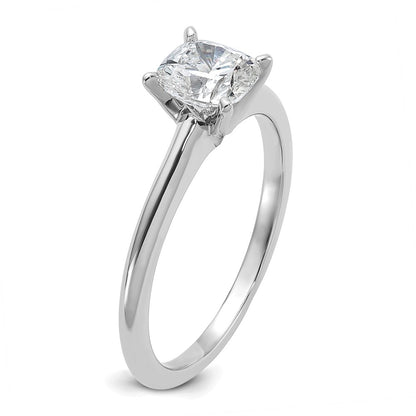 14k White Gold 1 carat Lab Grown Diamond VS+ F+ Cushion Complete Solitaire Engagement Ring