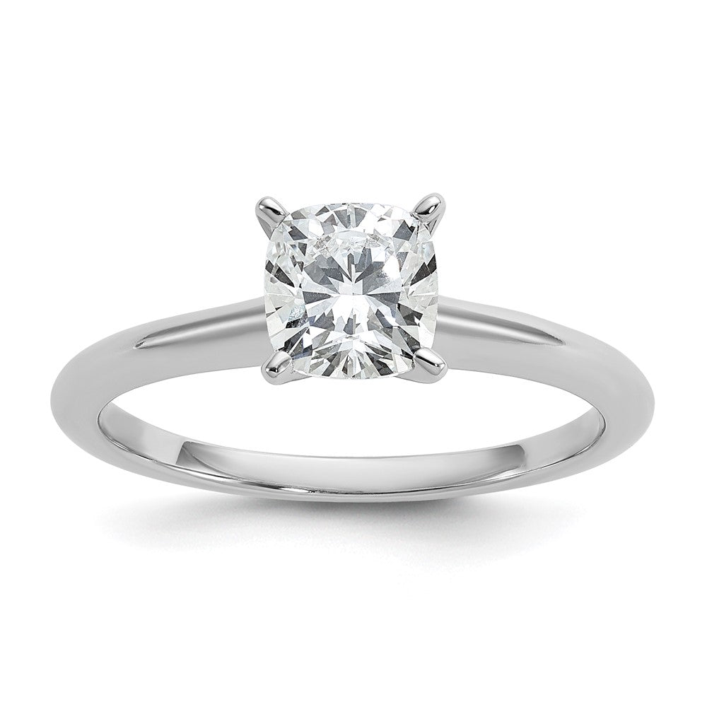 14k White Gold 1 carat Lab Grown Diamond VS+ F+ Cushion Complete Solitaire Engagement Ring