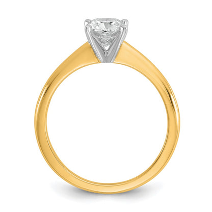 14k Two-tone 1 carat Certified Lab Grown Diamond VS+ F+ Cushion Complete Solitaire Engagement Ring