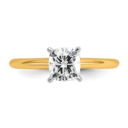 14k Two-tone 1 carat Certified Lab Grown Diamond VS+ F+ Cushion Complete Solitaire Engagement Ring
