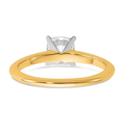 14k Two-tone 1 carat Certified Lab Grown Diamond VS+ F+ Cushion Complete Solitaire Engagement Ring