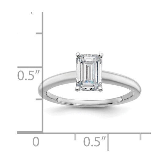 14k White Gold 1 carat Lab Grown Diamond VS/SI+ G+ Emerald Solitaire Complete Engagement Ring