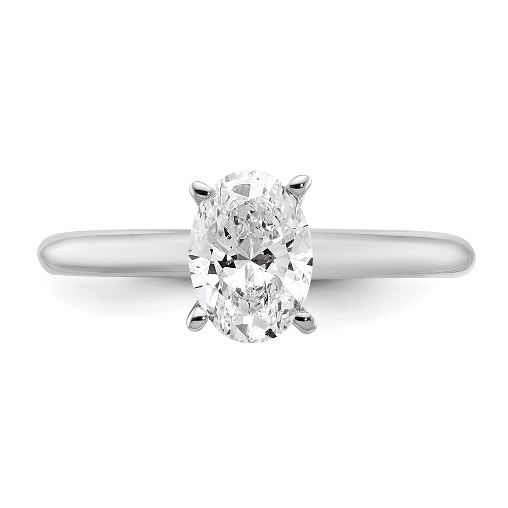 14k White Gold 1 carat Certified Lab Grown Diamond VS/SI+ G+ Oval Complete Solitaire Engagement Ring