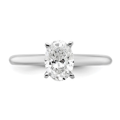14k White Gold 1 carat Certified Lab Grown Diamond VS/SI+ G+ Oval Complete Solitaire Engagement Ring