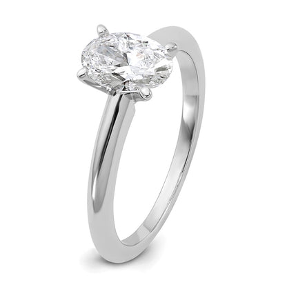 14k White Gold 1 carat Certified Lab Grown Diamond VS/SI+ G+ Oval Complete Solitaire Engagement Ring