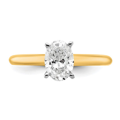 14k Two-Tone 1 carat Lab Grown Diamond VS/SI+ G+ Oval Complete Solitaire Engagement Ring