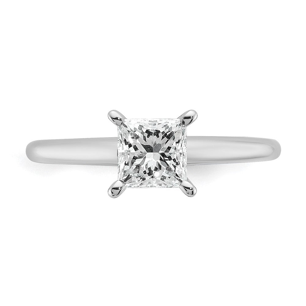 14k White Gold 1 carat Certified Lab Grown Diamond VS/SI+ G+ Princess Complete Solitaire Engagement Ring