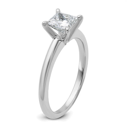14k White Gold 1 carat Certified Lab Grown Diamond VS/SI+ G+ Princess Complete Solitaire Engagement Ring