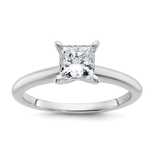 14k White Gold 1 carat Certified Lab Grown Diamond VS+ F+ Princess Complete Solitaire Engagement Ring