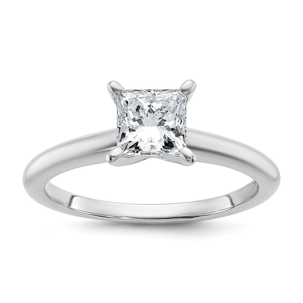 14k White Gold 1 carat Certified Lab Grown Diamond VS/SI+ G+ Princess Complete Solitaire Engagement Ring