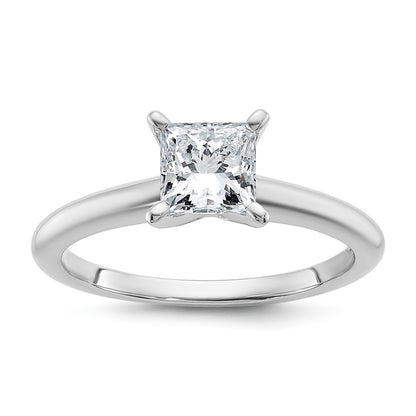 14k White Gold 1 carat Certified Lab Grown Diamond VS/SI+ G+ Princess Complete Solitaire Engagement Ring