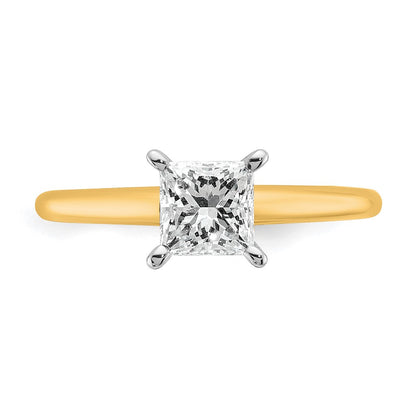 14k Two-tone 1 carat Lab Grown Diamond VS/SI+ G+ Princess Complete Solitaire Engagement Ring