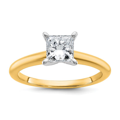 14k Two-tone 1 carat Lab Grown Diamond VS/SI+ G+ Princess Complete Solitaire Engagement Ring
