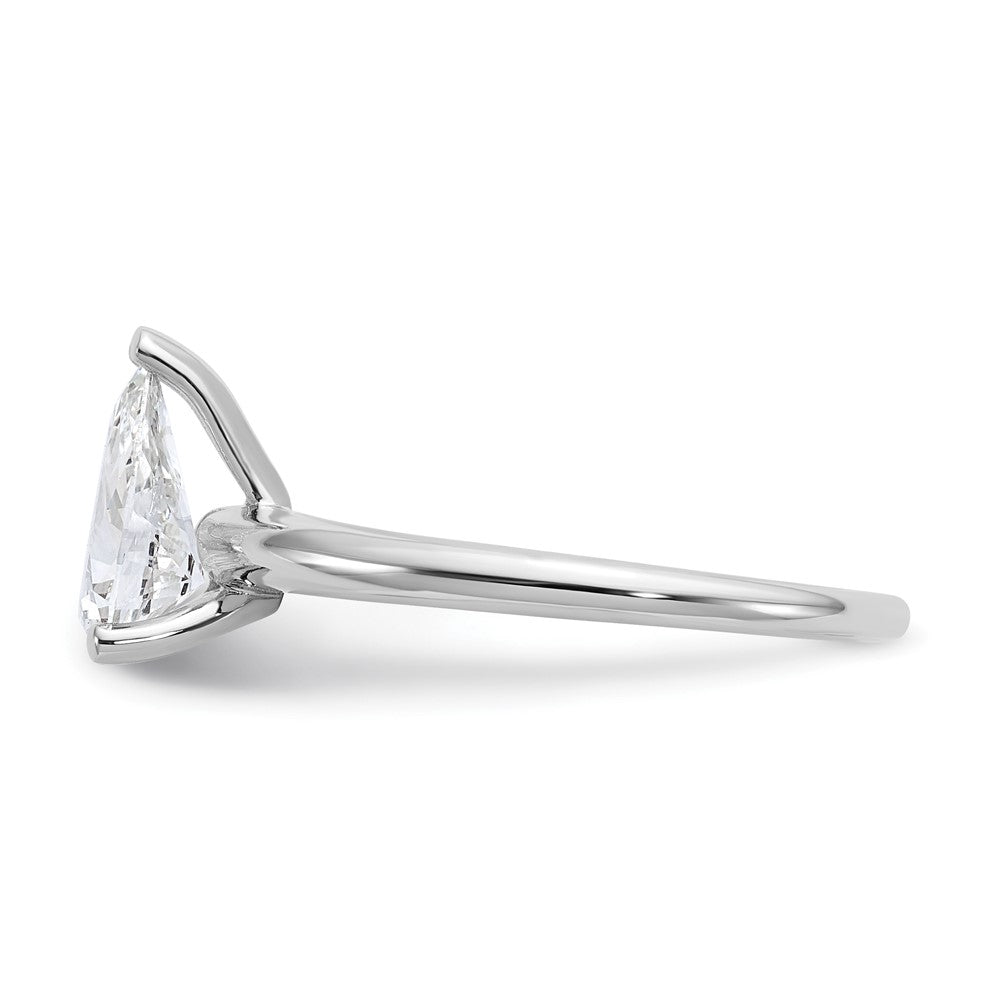 14k White Gold 1 carat Certified Lab Grown Diamond VS+ F+ Pear Solitaire Complete Engagement Ring