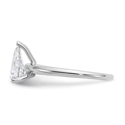 14k White Gold 1 carat Certified Lab Grown Diamond VS+ F+ Pear Solitaire Complete Engagement Ring