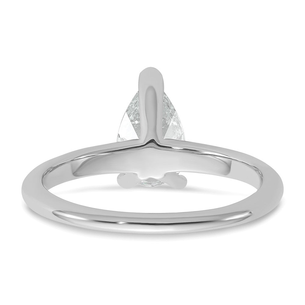 14k White Gold 1 carat Certified Lab Grown Diamond VS+ F+ Pear Solitaire Complete Engagement Ring