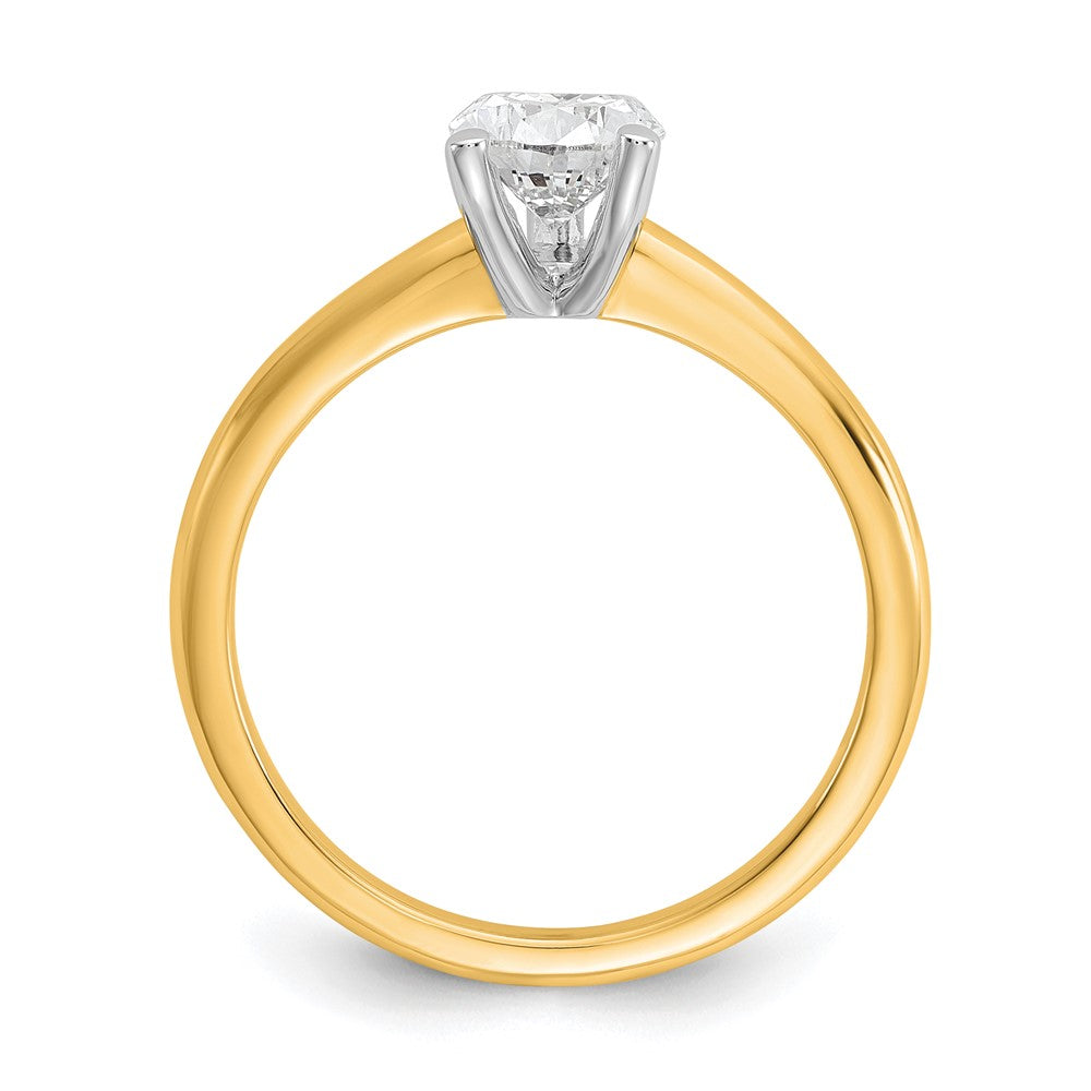 14k Two-tone 1 carat Lab Grown Diamond VS+ F+ Pear Solitaire Complete Engagement Ring