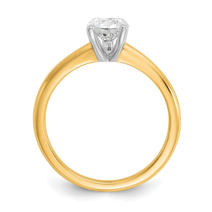 14k Two-tone 1 carat Certified Lab Grown Diamond VS/SI+ G+ Pear Solitaire Complete Engagement Ring