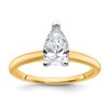 14k Two-tone 1 carat Certified Lab Grown Diamond VS/SI+ G+ Pear Solitaire Complete Engagement Ring