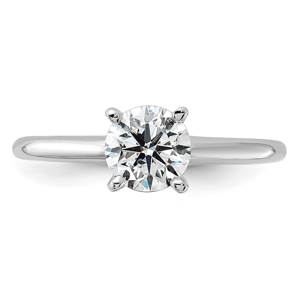 14k White Gold 1 carat Lab Grown Diamond VS/SI+ G+ Round Complete Solitaire Engagement Ring