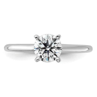 14k White Gold 1 carat Lab Grown Diamond VS/SI+ G+ Round Complete Solitaire Engagement Ring