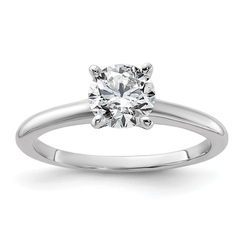 14k White Gold 1 carat Lab Grown Diamond VS/SI+ G+ Round Complete Solitaire Engagement Ring