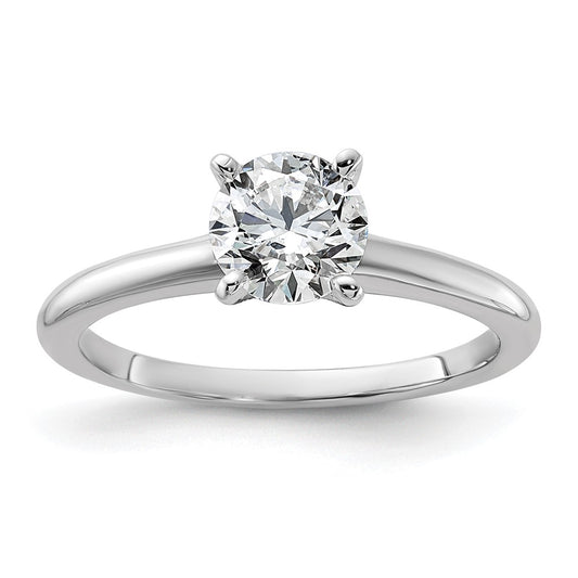14k White Gold 1 carat Lab Grown Diamond VS/SI+ G+ Round Complete Solitaire Engagement Ring