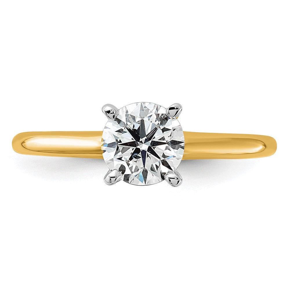 14k Two-Tone 1 carat Certified Lab Grown Diamond VS+ F+ Round Complete Solitaire Engagement Ring