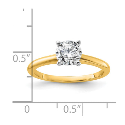 14k Two-Tone 1 carat Lab Grown Diamond VS/SI+ G+ Round Complete Solitaire Engagement Ring