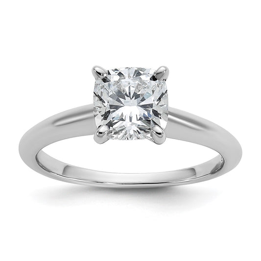 14k White Gold 1 1/2 carat Certified Lab Grown Diamond VS+ F+ Cushion Complete Solitaire Engagement Ring
