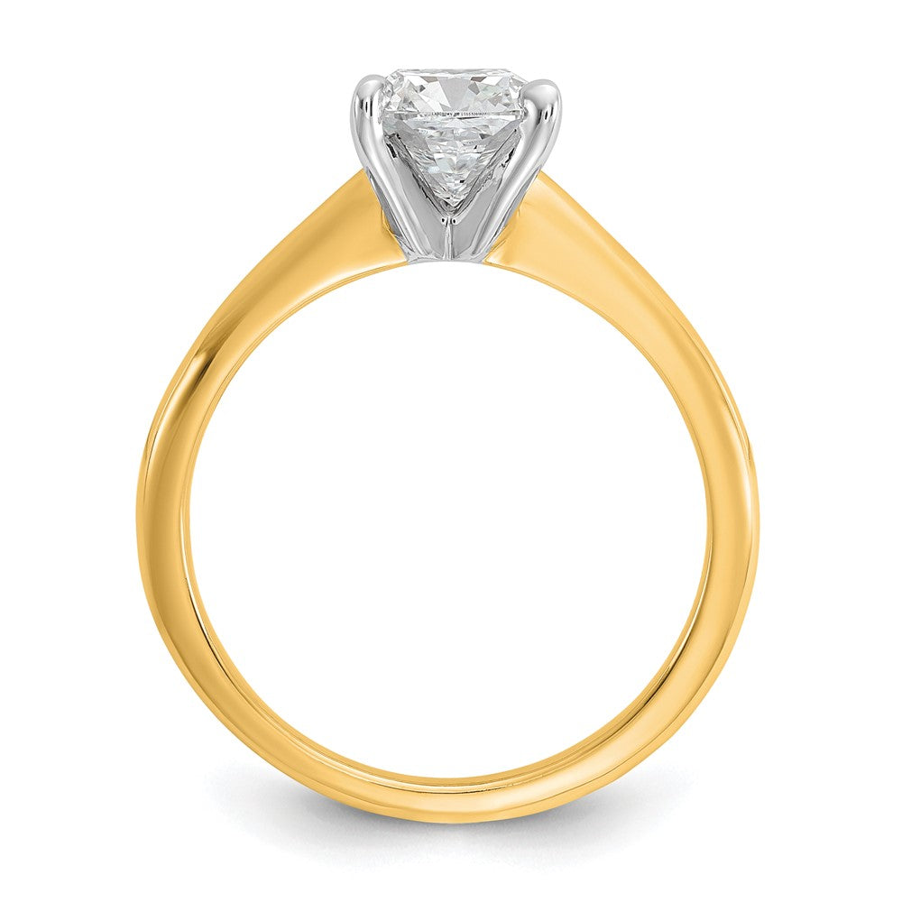 14k Two-tone 1 1/2 carat Certified Lab Grown Diamond VS+ F+ Cushion Complete Solitaire Engagement Ring