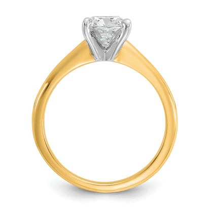 14k Two-tone 1 1/2 carat Lab Grown Diamond VS+ F+ Cushion Complete Solitaire Engagement Ring