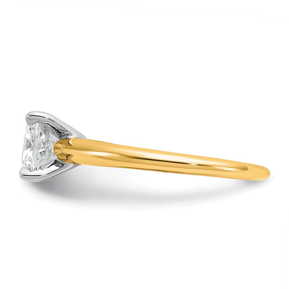 14k Two-tone 1 1/2 carat Certified Lab Grown Diamond VS+ F+ Cushion Complete Solitaire Engagement Ring