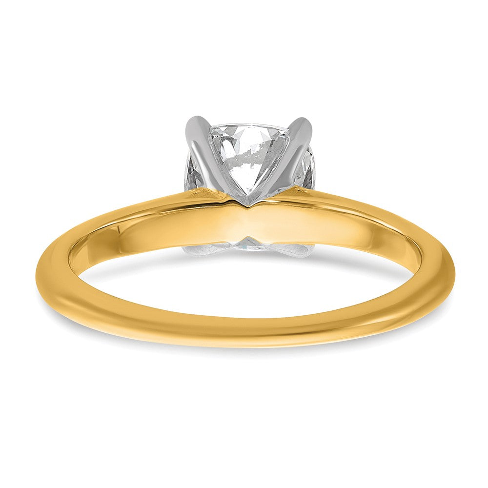 14k Two-tone 1 1/2 carat Lab Grown Diamond VS+ F+ Cushion Complete Solitaire Engagement Ring