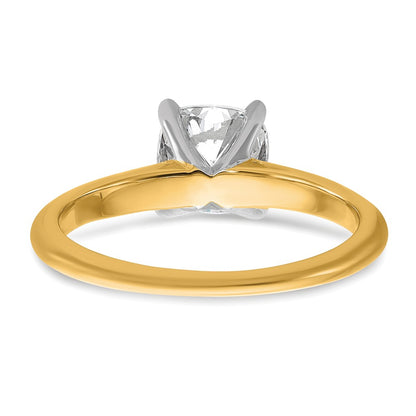 14k Two-tone 1 1/2 carat Lab Grown Diamond VS+ F+ Cushion Complete Solitaire Engagement Ring