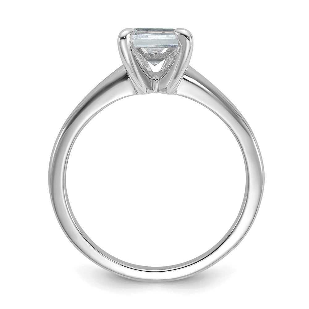 14k White Gold 1 1/2 carat Lab Grown Diamond VS+ F+ Emerald Solitaire Complete Engagement Ring