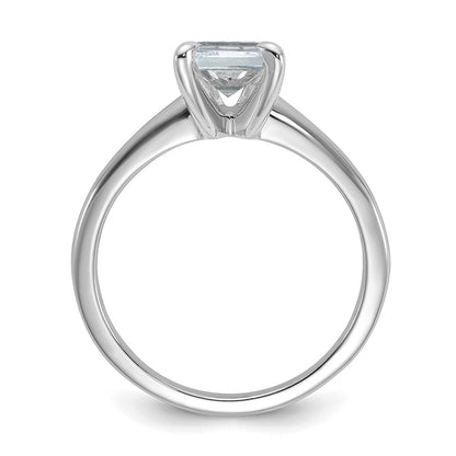 14k White Gold 1 1/2 carat Lab Grown Diamond VS+ F+ Emerald Solitaire Complete Engagement Ring