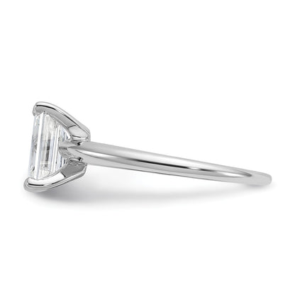14k White Gold 1 1/2 carat Lab Grown Diamond VS/SI+ G+ Emerald Solitaire Complete Engagement Ring